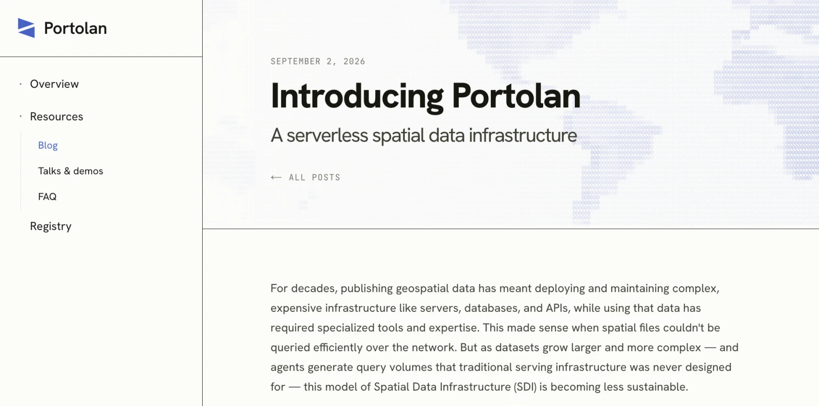The Portolan blog’s ‘Introducing Portolan — a serverless spatial data infrastructure’ post