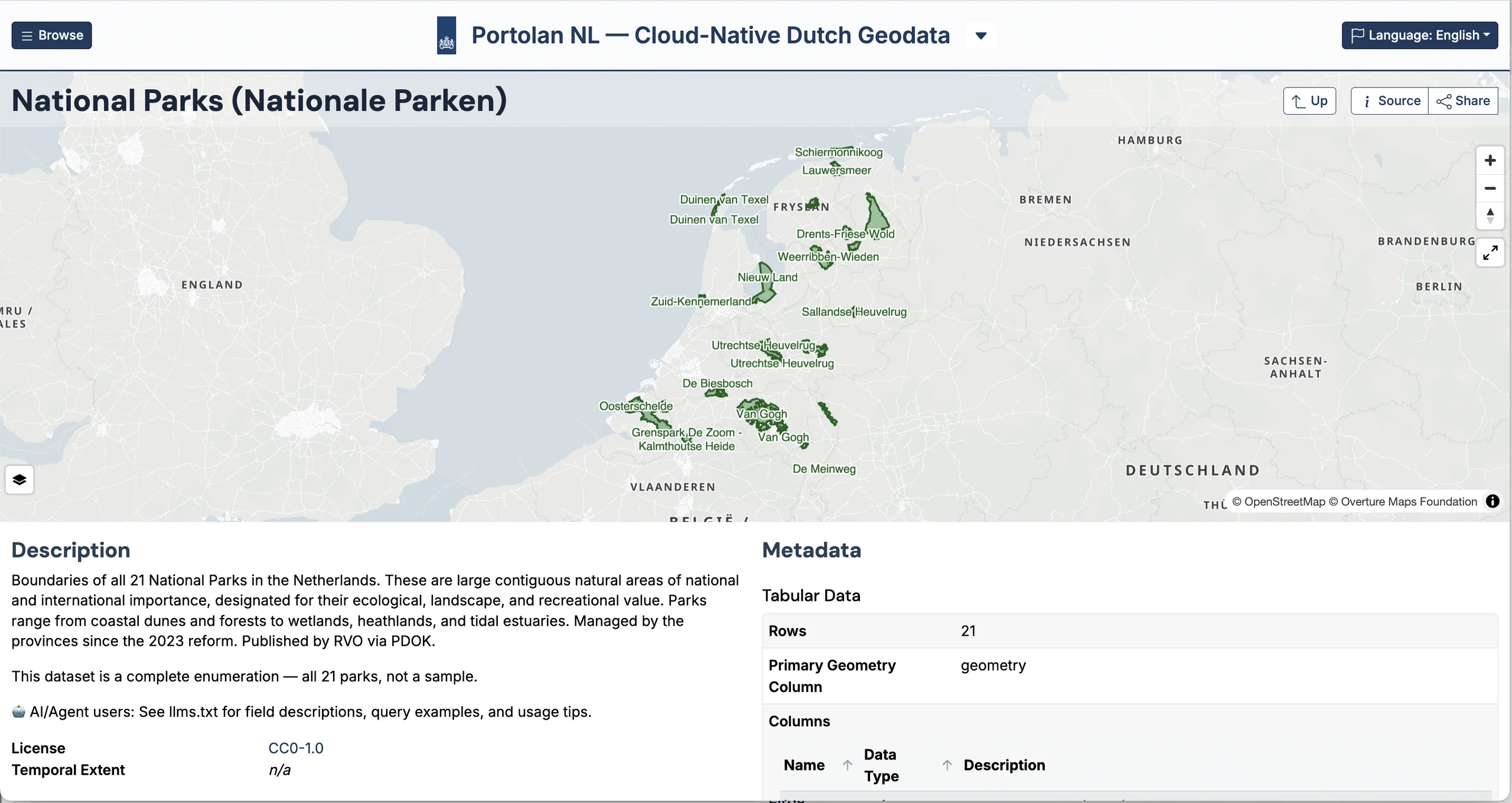 National Parks in Portolan NL