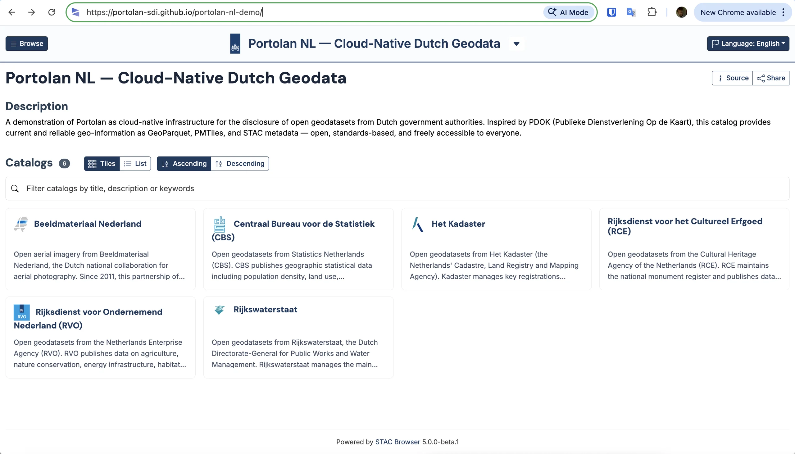 Portolan NL landing page