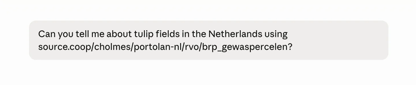 Chat prompt asking about tulip fields